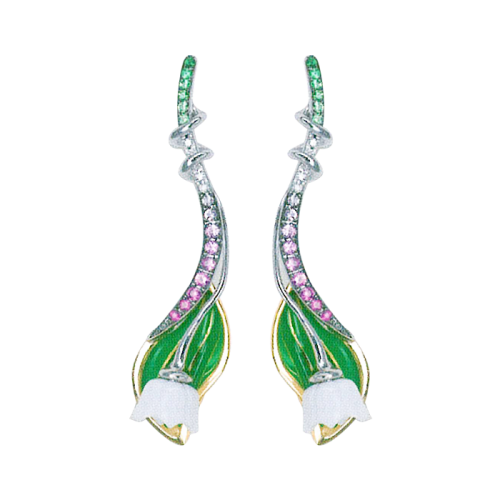 Pendant Earrings Clochettes WG YG Diamond